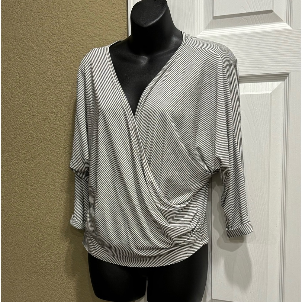 Bailey 44 | Tops | Bailey 44
Striped Faux Wrap V Neck Top size L